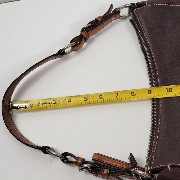 Coach Dark Brown Tan Gorgeous Pebble Leather Shoulder Bag Purse No H0669-F08E98 - Picture 15 of 16